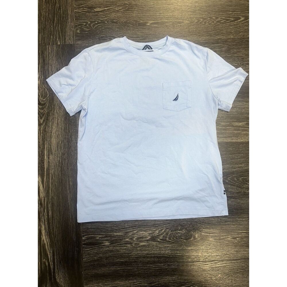 Nautica Pocket T Shirt Mens Medium Baby Blue Casual T Shirt